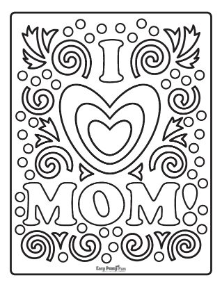 I Love You Mom Coloring Sheet