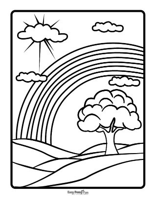 Rainbow Scenery Coloring Page