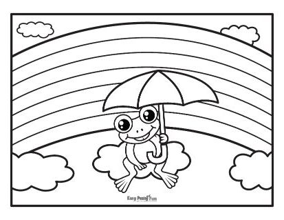Rainbow and Frog Coloring Sheet