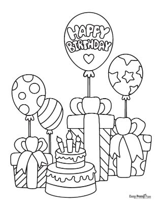 Birthday Celebration Scene Coloring Page