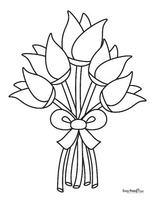 Bouquet of Tulips Coloring Sheet