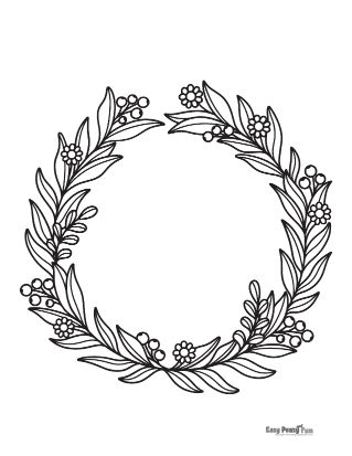 Intricate Flowers Wreath Coloring Page