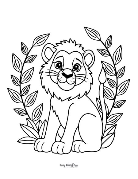 Lion and Leaves