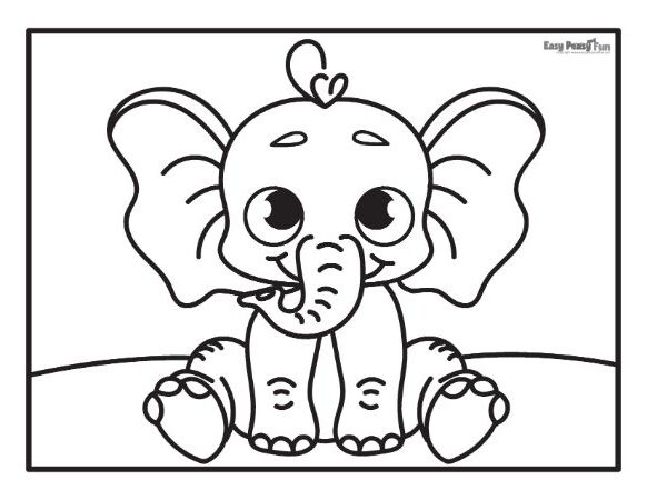 Easy Elephant Coloring Page