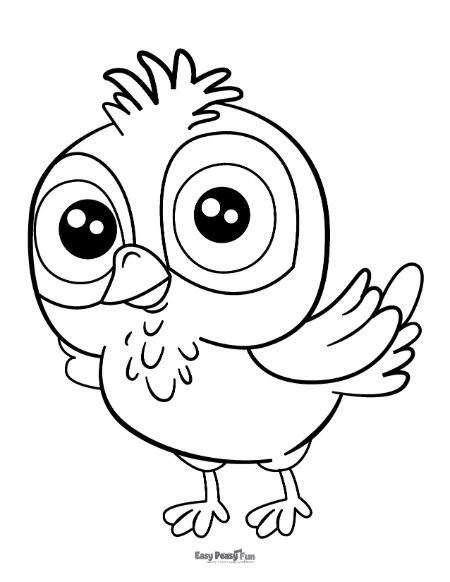 Cute big eyed bird coloring page