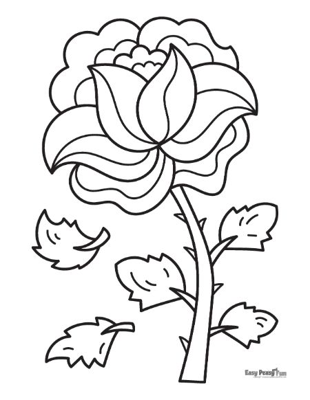 Simple Rose Coloring Page for Kids