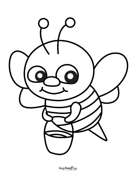 Flying Worker Bee Coloring Page