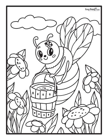 Bees Nectar Coloring Page