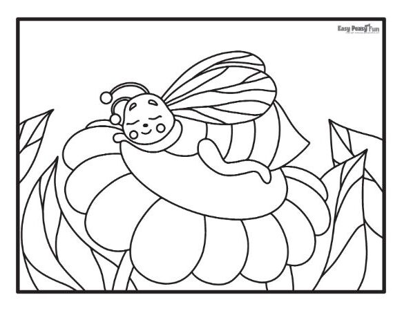 Dreaming Bee Coloring Page