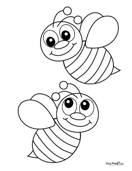 Simple bee coloring page for toddlers