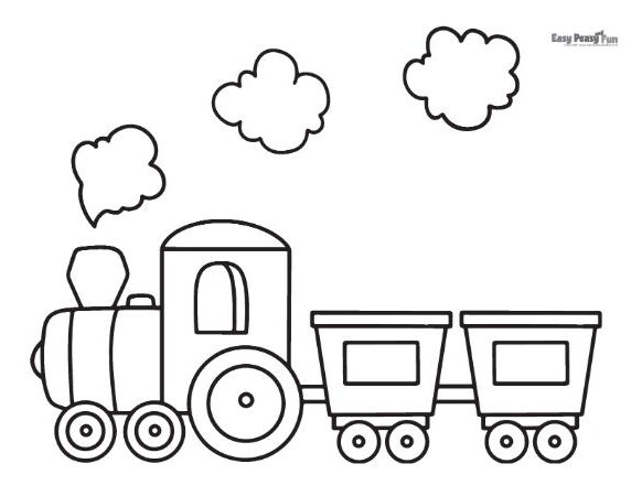 cute train coloring page for toddlers
