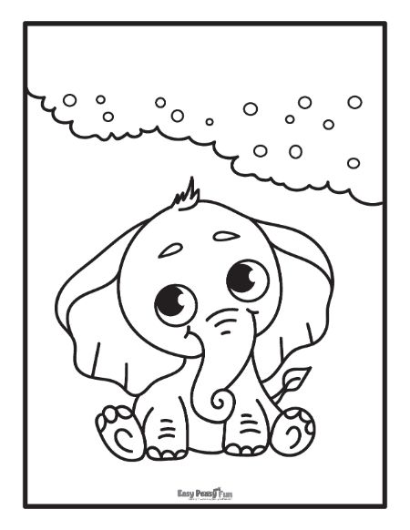 Cute Elephant Coloring Page