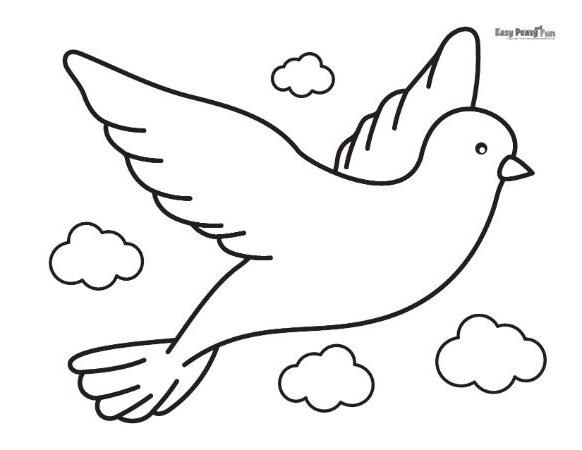 Dove Mid-Flight Coloring Page