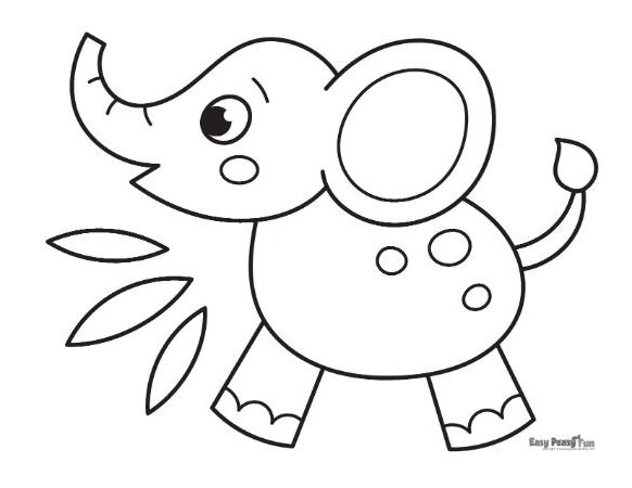 Elephant Coloring Sheet for Pre-K