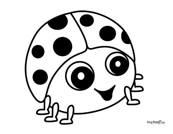 Easy Ladybug Coloring page for toddlers