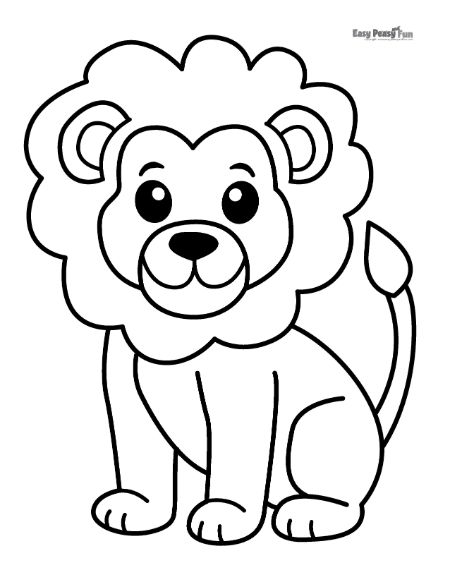 Easy Lion Coloring Page for Preschool and Toddlers