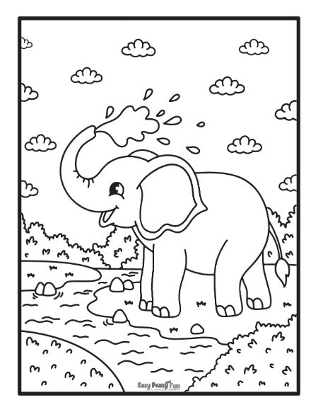 Cute Free Elephant Coloring Page