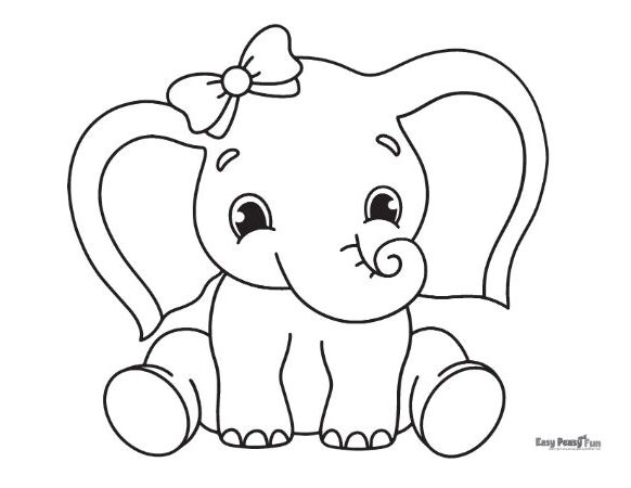 Cute Elephant Coloring Page