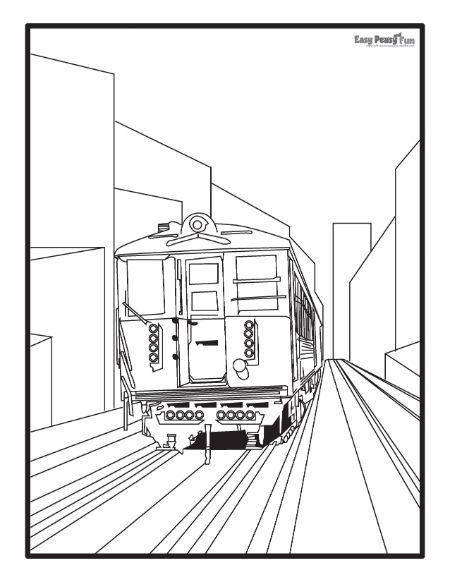 Realistic train coloring page
