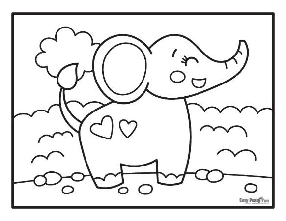 Easy Elephant Coloring Page