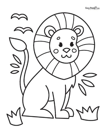 Happy Lion Coloring Page