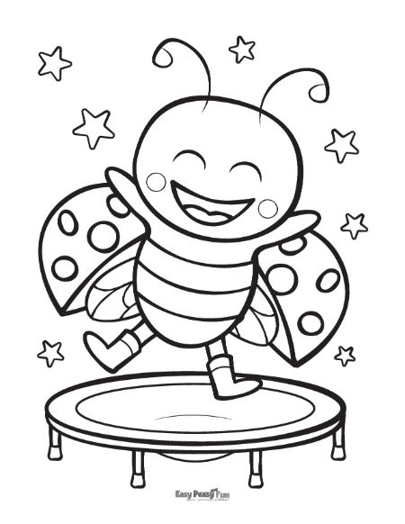 Jumping Ladybug Coloring Page