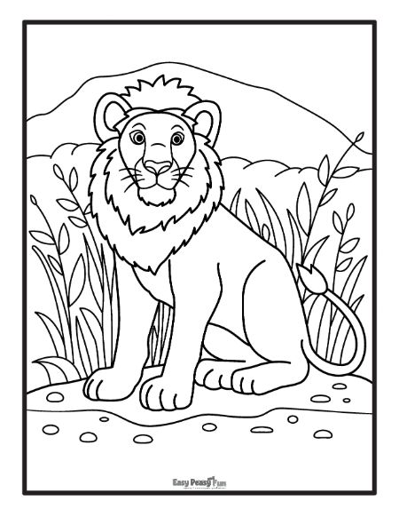 Lion in the Savannah Coloring Sheet