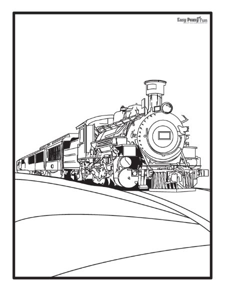 Vintage realistic train coloring sheet