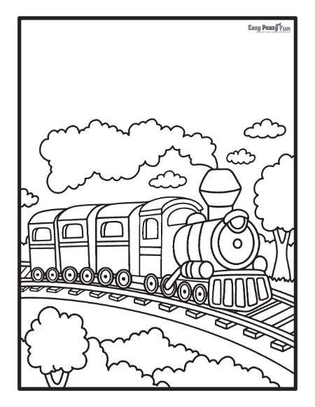 Coloring page of a train 