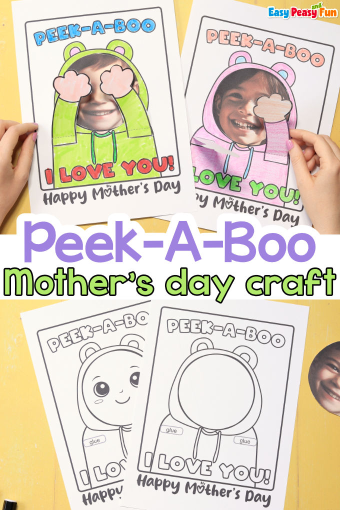 Printable Peek-a-Boo Mother's Day craft template