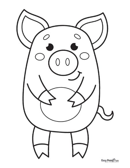 Cute and Easy Pig Coloring Page