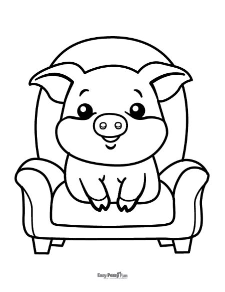 Pig in Armchair Coloring Page