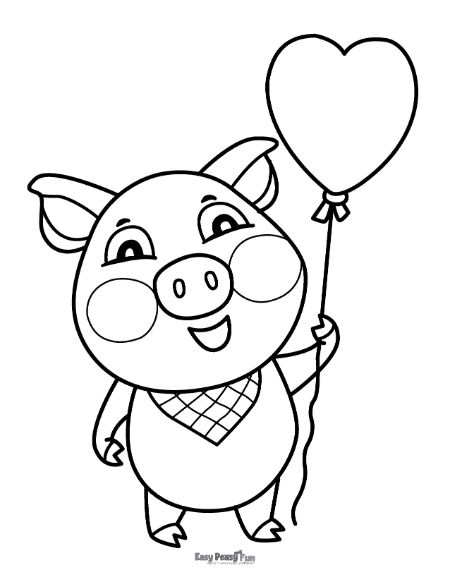 Pig in Love Coloring Page