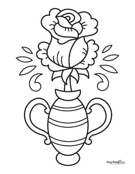Easy rose coloring page for preschool