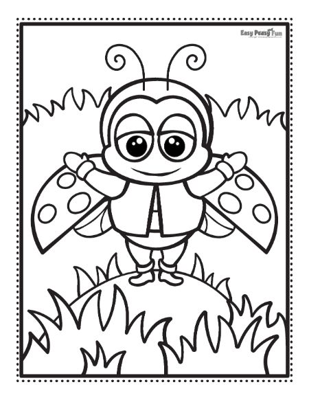 Ladybug on a Hill Coloring Sheet