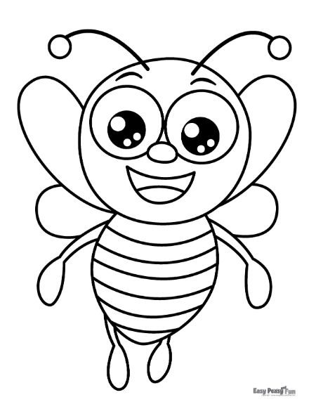 Happy Bee Coloring Page