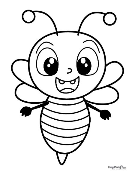 Smiling Honey Bee Coloring Sheet
