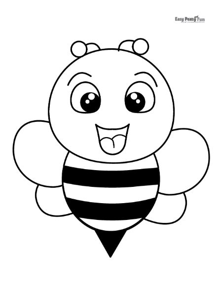 Smiling Simple Bee Coloring Page