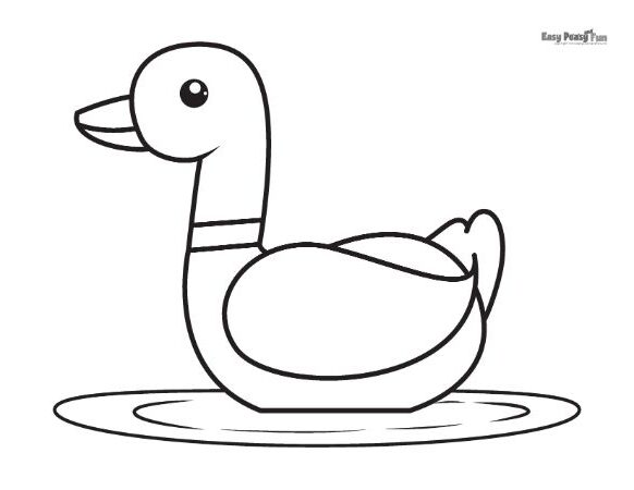 Swimming Duck Coloring Sheet