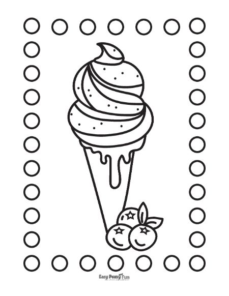 Blueberry Ice Cream Coloring Sheet