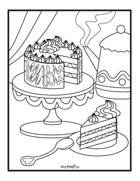 Cake on the Table Coloring Page