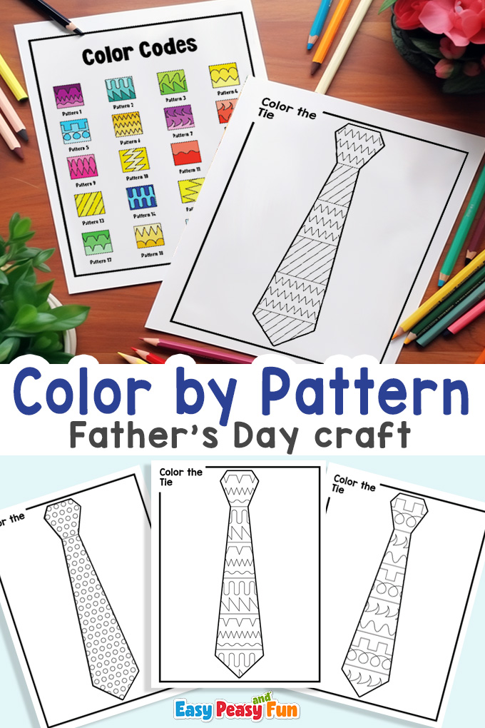 Father's Day Tie Color by Pattern Activity