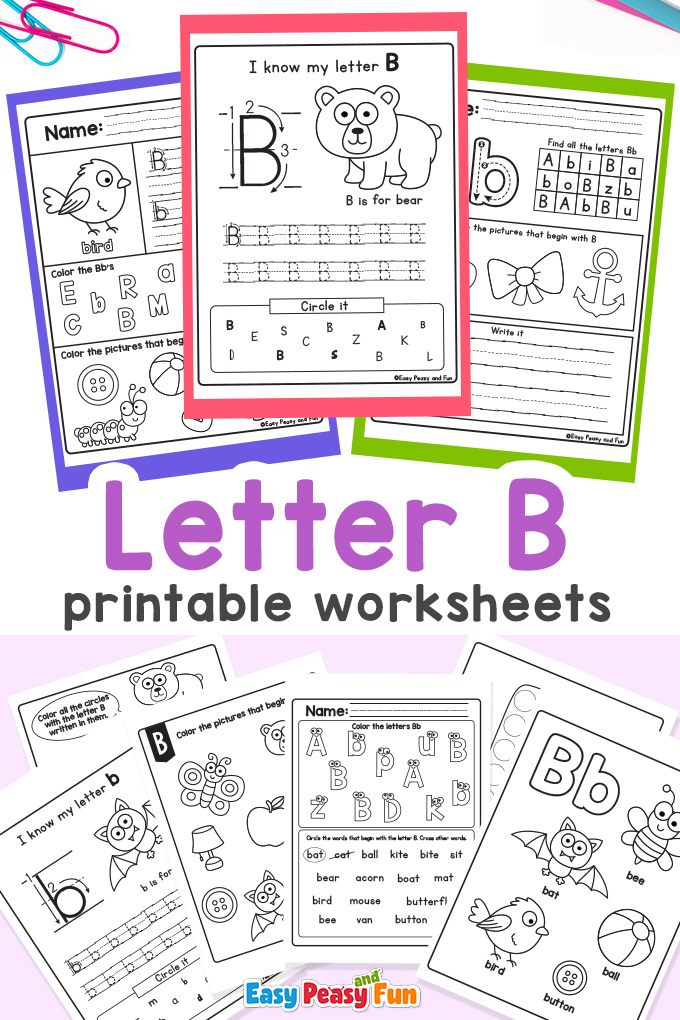 Printable Letter B Worksheets for Preschool and Kindergarten