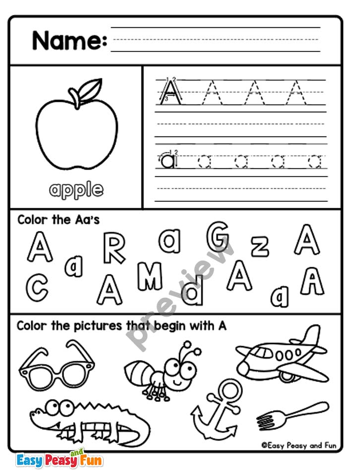 Review Beginning Sound A Worksheets 