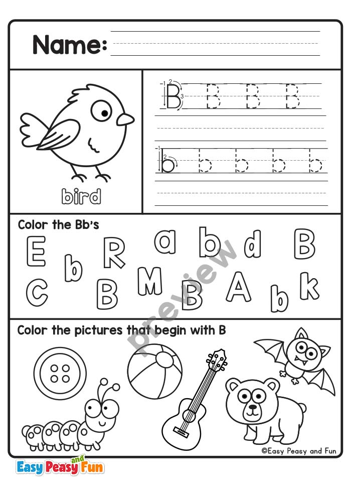 Letter B Worksheet For Preschool