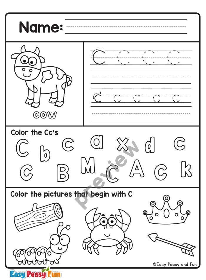 Review Beginning Sound C Worksheets