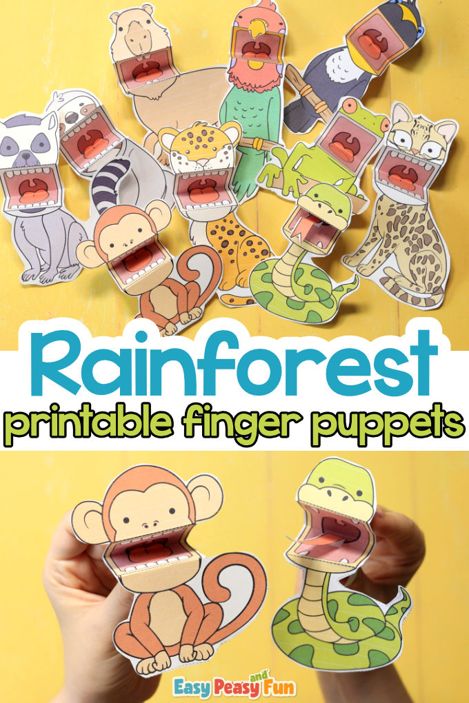 Cute Printable Rainforest Animals Finger Puppets