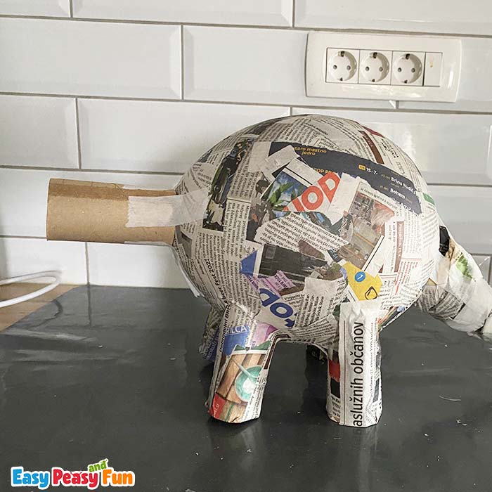 Stegosaur construction made from paper mache