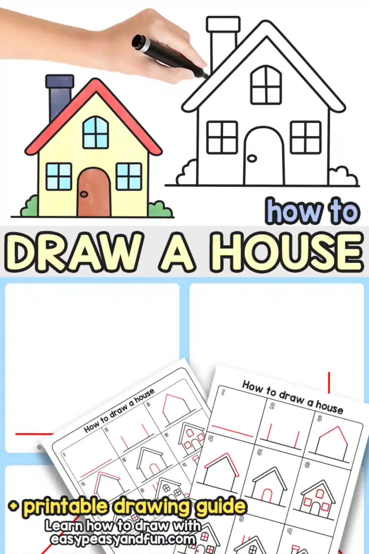 How to Draw a House – Step by Step Drawing Tutorial for Kids