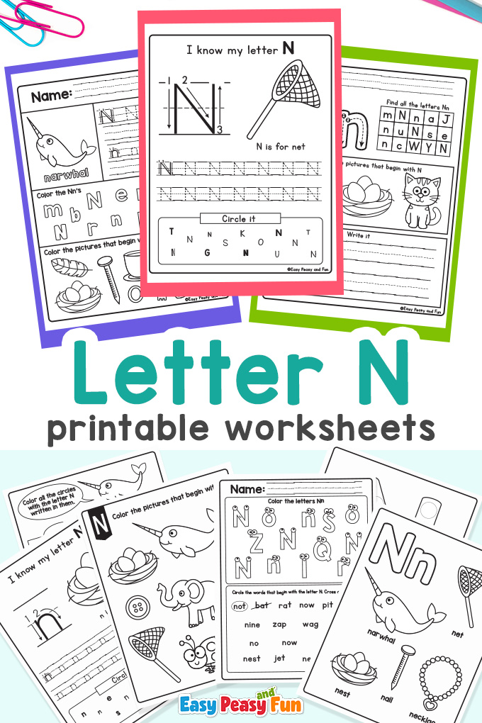 Letter N Worksheets for Preschool and Kindergarten